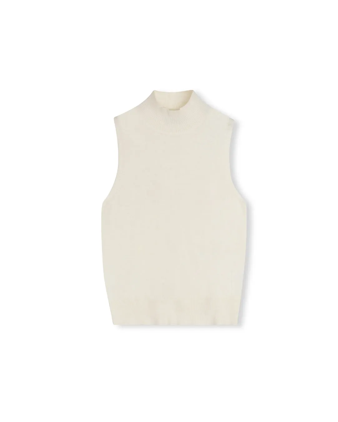 Delray Flat Knit Sleeveless Mock Neck Layered Knit Style