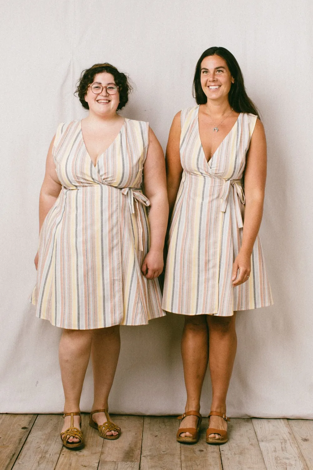 Sheer Panel Thea Dress in Linen Stripe