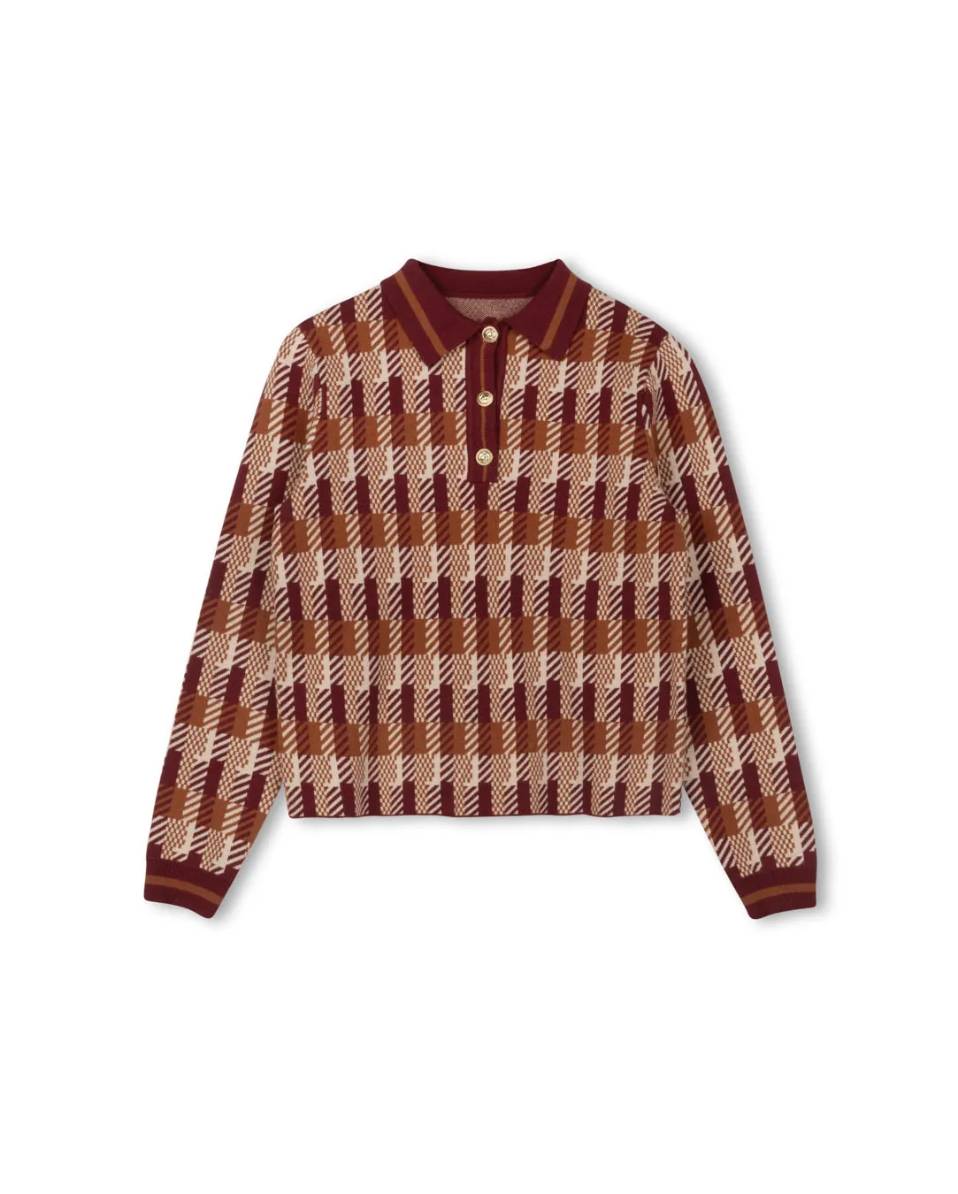 Knit Plaid Polo Top Perfect Layer