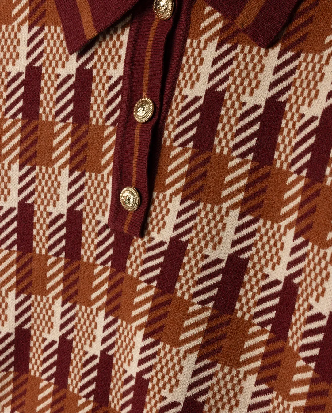 Timeless Knit Knit Plaid Polo Top