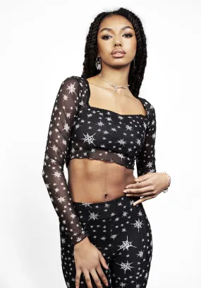 Hooded Design Elastic Edge Binding ENSNARE LACE TRIM MESH TOP