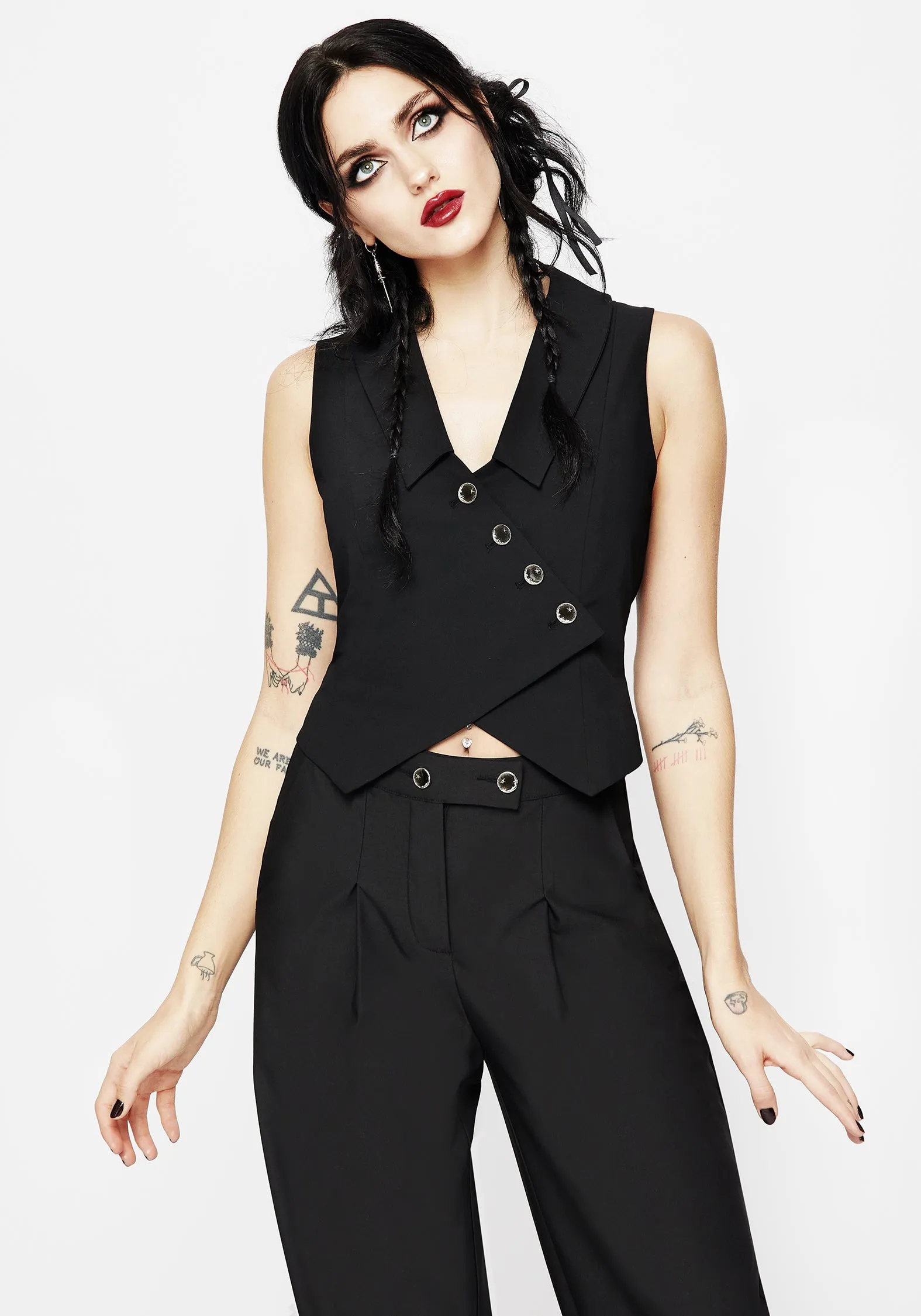 Moonage Asymmetric Waistcoat Non Slip Shoulder Seams