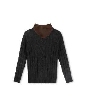 Thick Center Cable Knit Sweater Chilly Chic