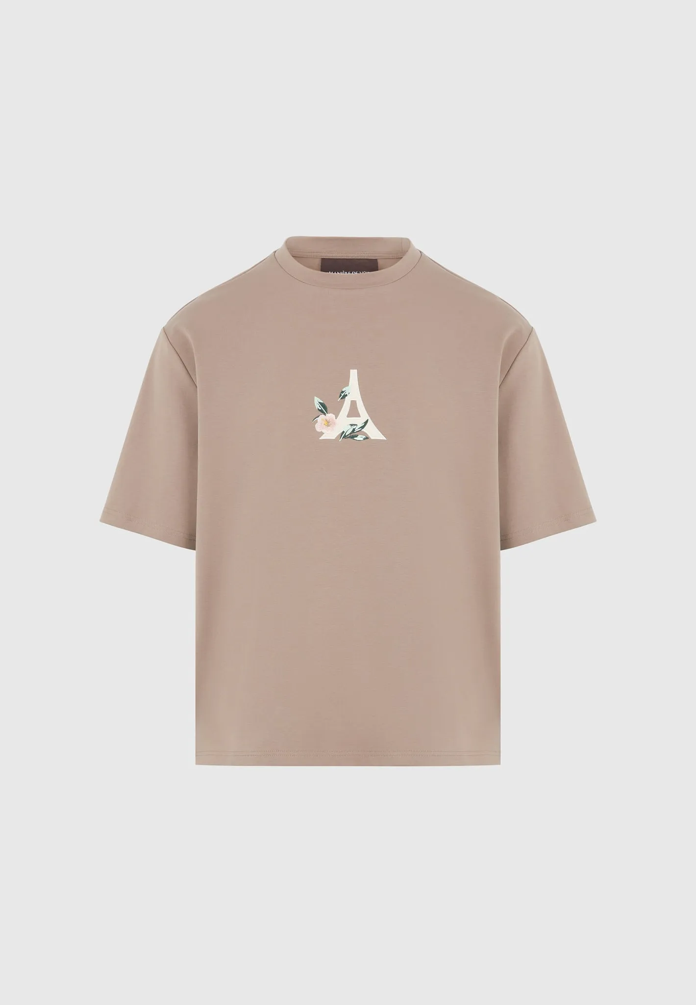 Polo Style Athletic Cut Thierry - Floral Eiffel Cotton T-Shirt - Taupe