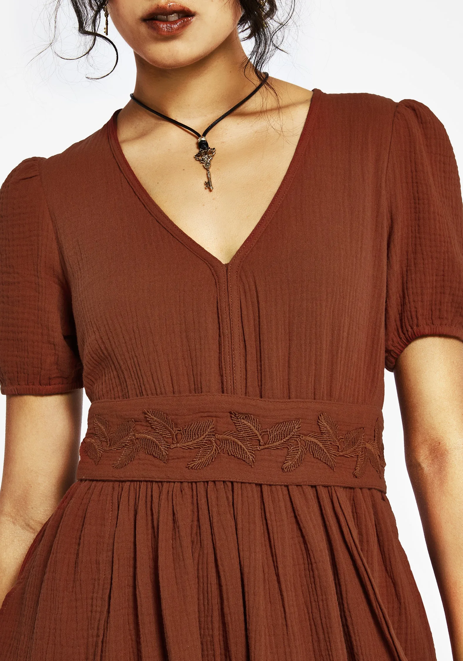 Everyday Ready Balanced Look Tiana Cotton Applique Trim Midi Dress