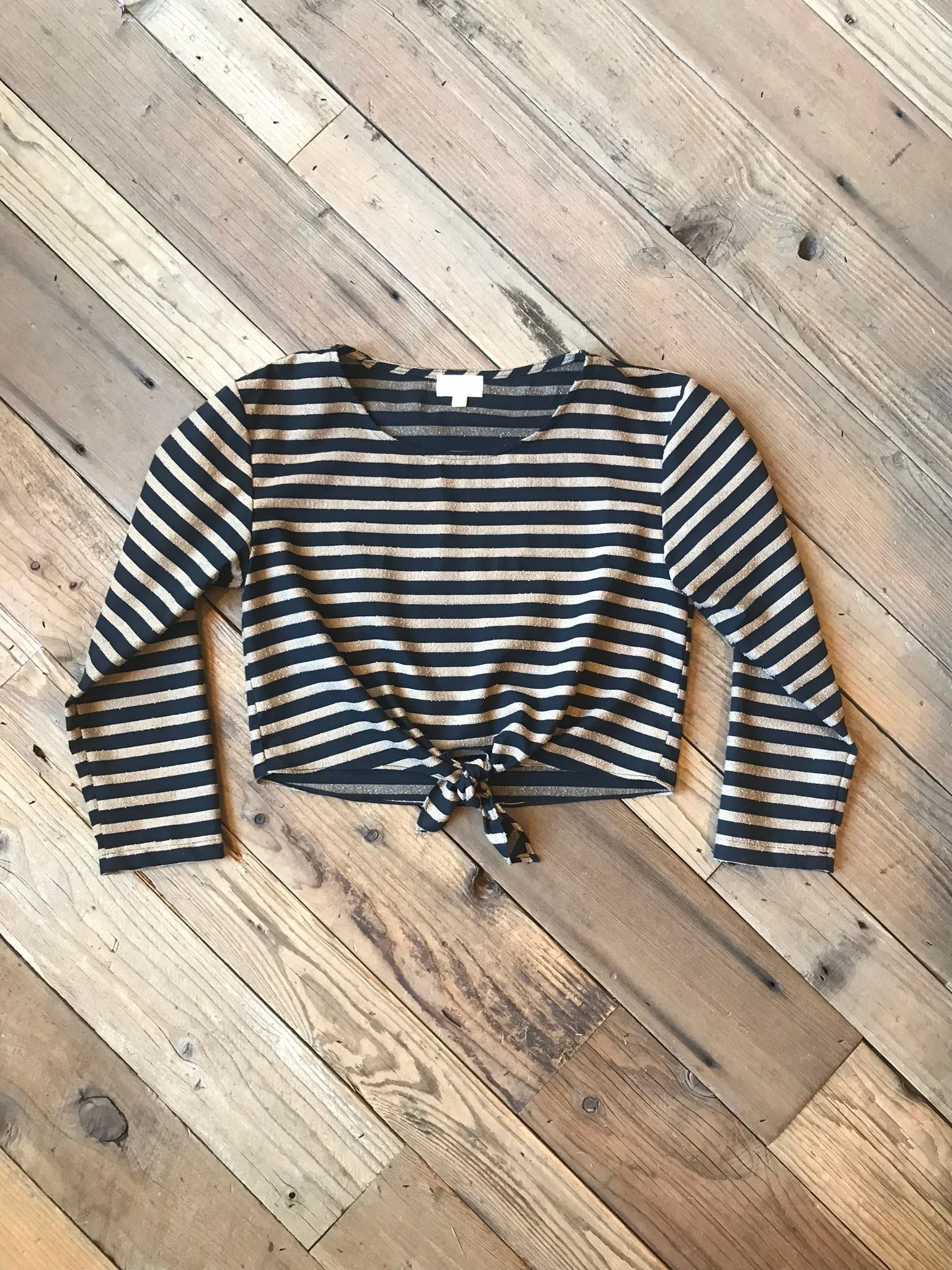 Tie Top in Black Stripe Sophisticated Style
