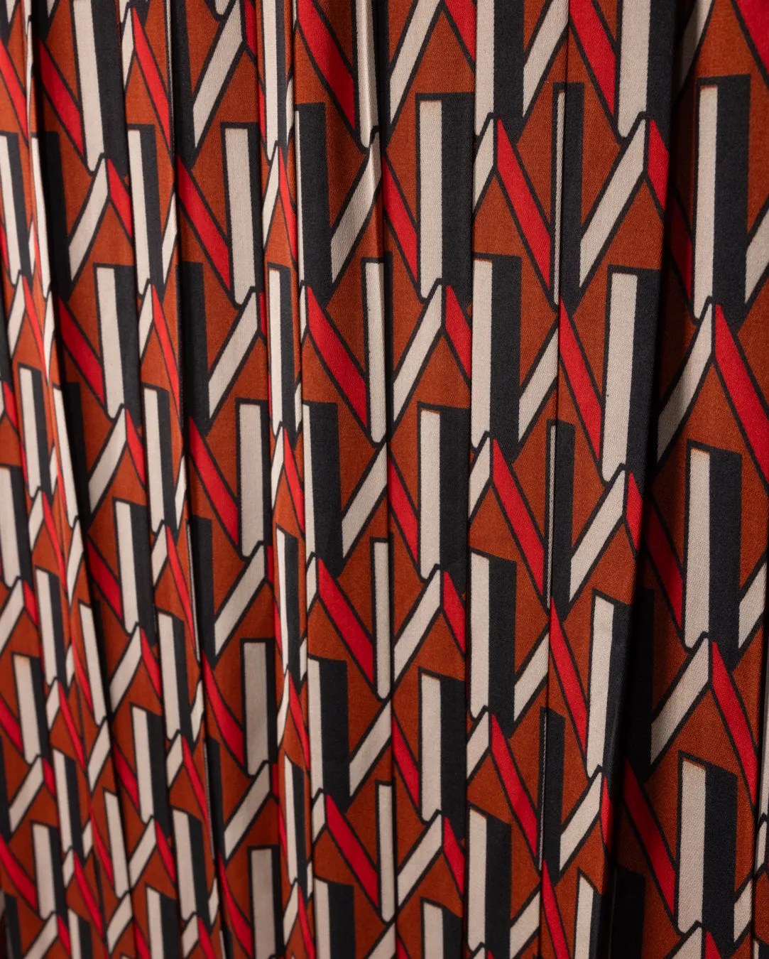 Street Edge Silk Printed Elastic Waist Pleated Skirt