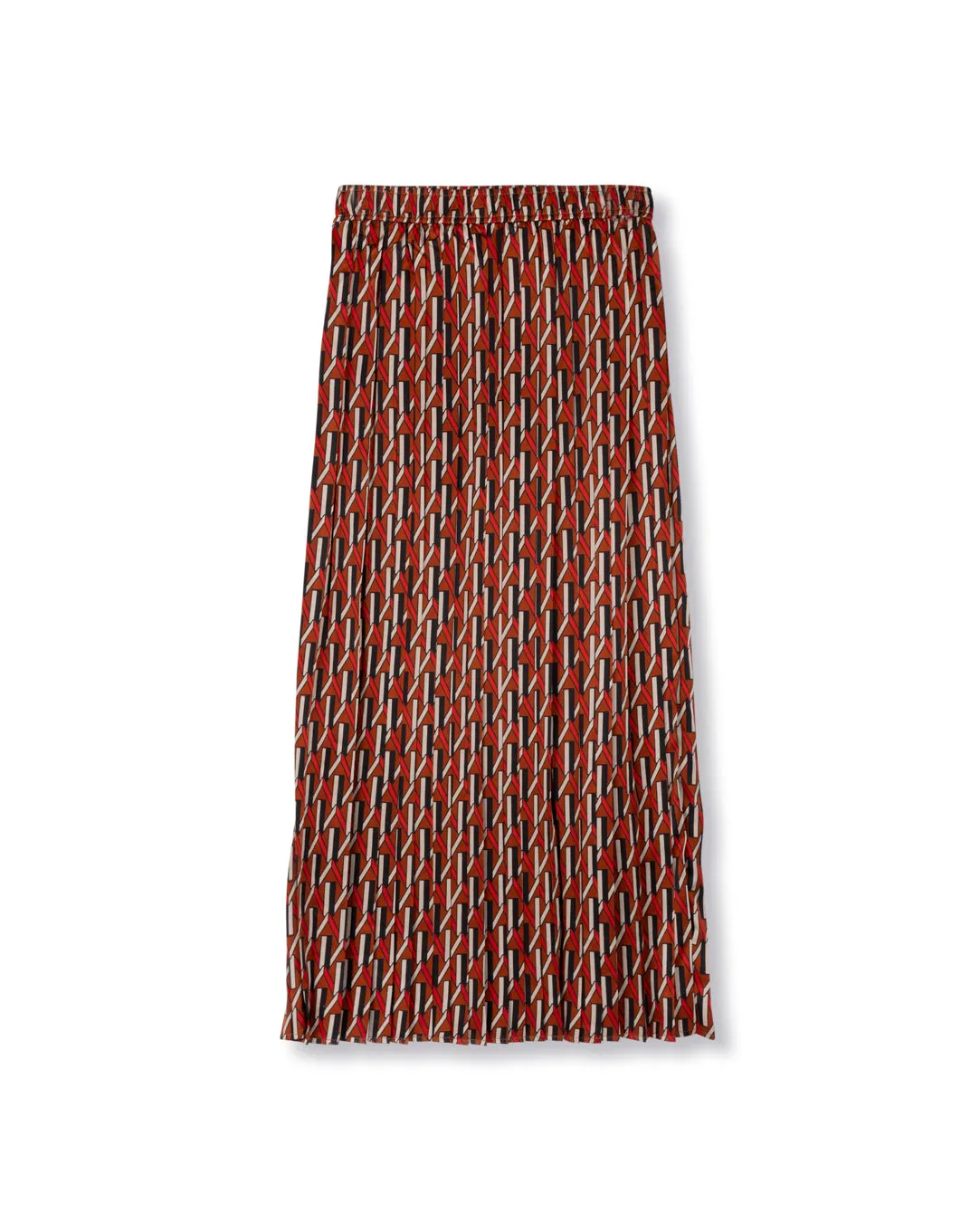 Silk Printed Elastic Waist Pleated Skirt Modern Edge Detachable Tie