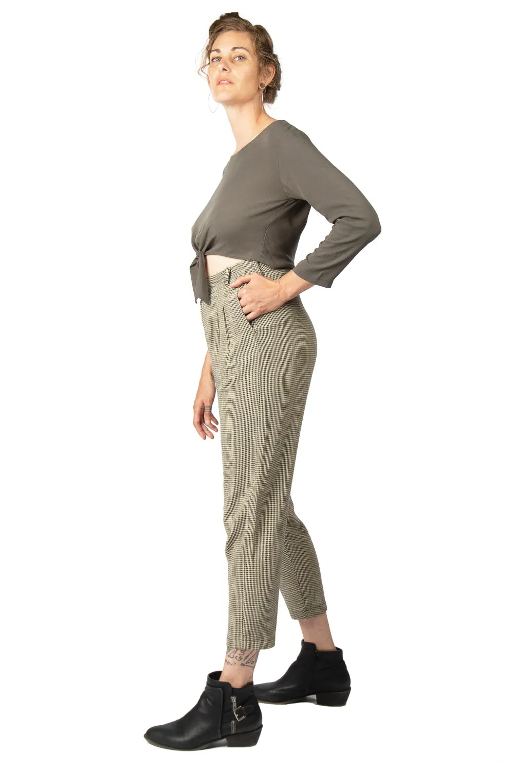 Tie Top in Forest Crepe Cozy Must-Have Fashion Knitwear