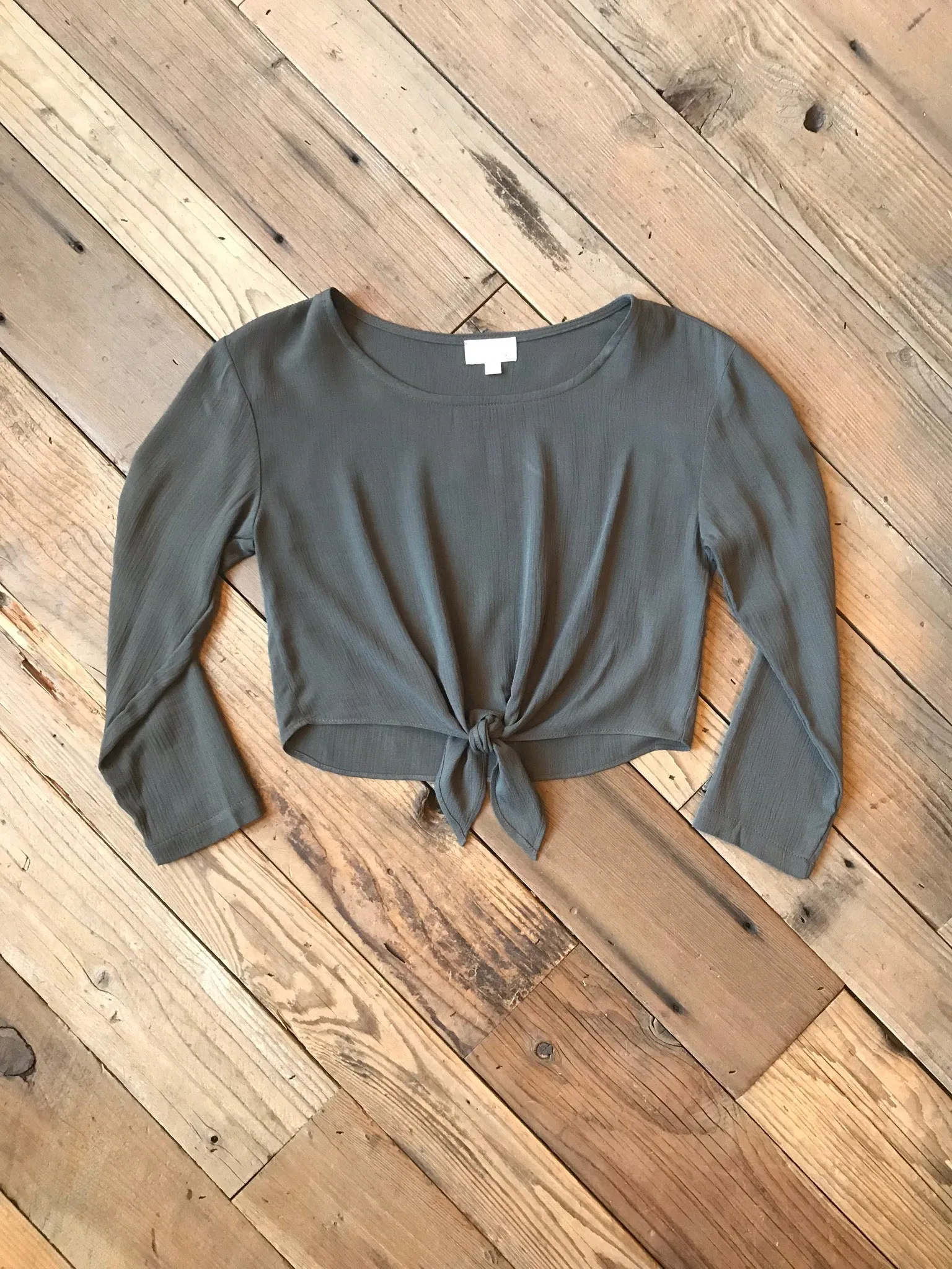 Tie Top in Forest Crepe Soft and Stylish Comfortable Knit