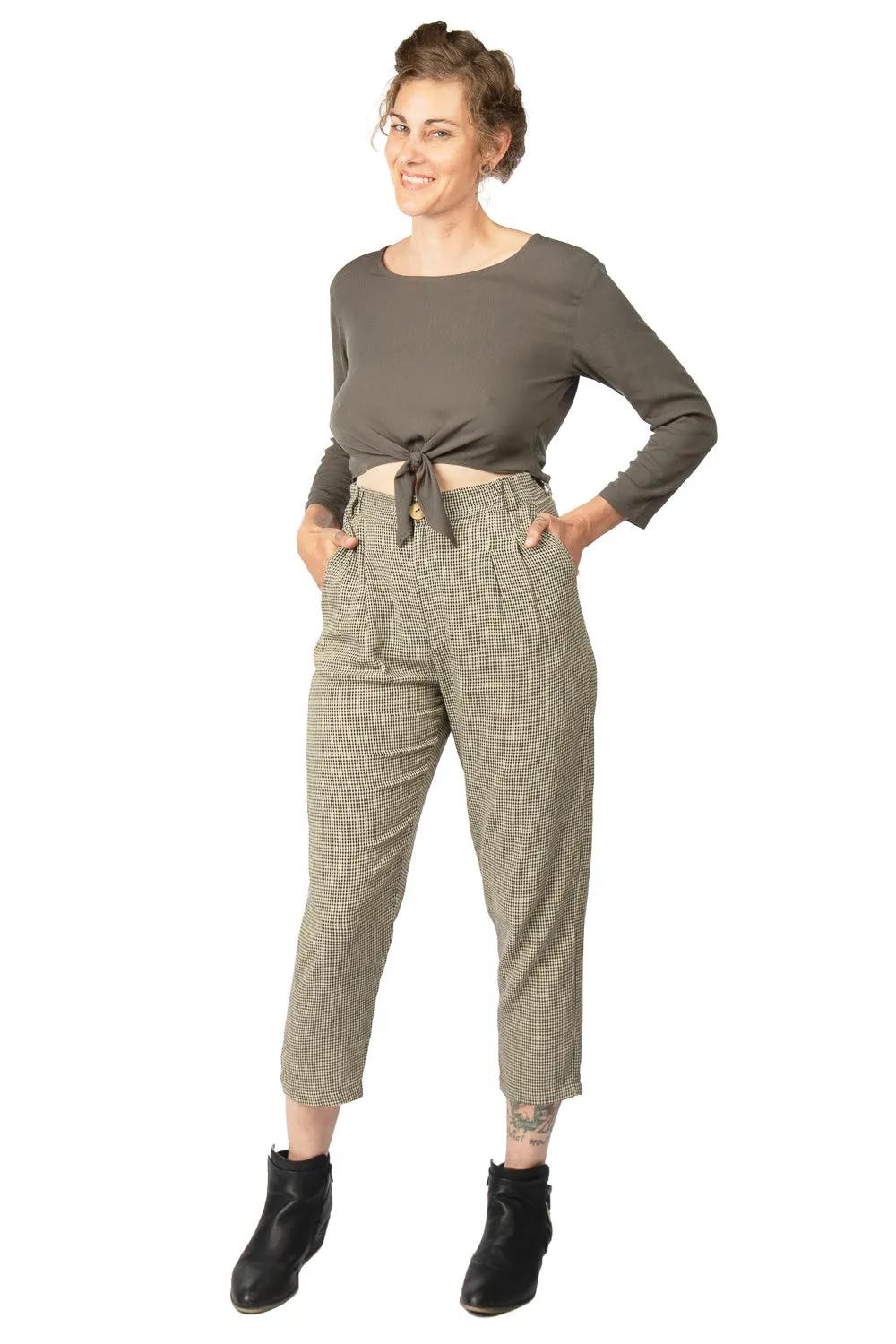 Tie Top in Forest Crepe Chic Knit Seasonal Layer