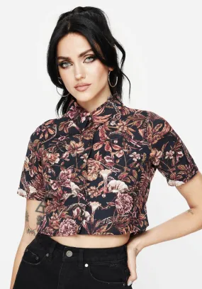 Mature Elegance Bashe Cotton Floral Snake Print Short Sleeve Shirt