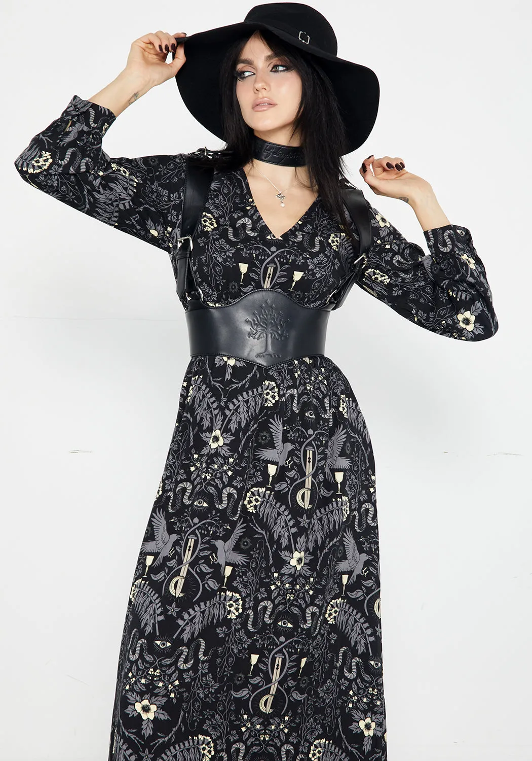 Hecate's Garden Long Sleeve Midaxi Dress Trendy Comfort NonChafeSeams