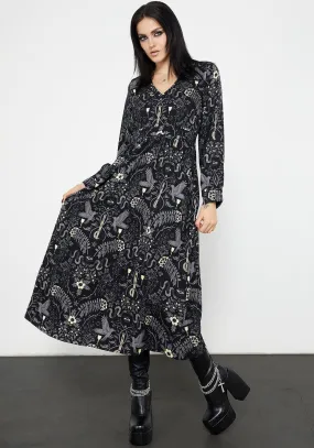 Hecate's Garden Long Sleeve Midaxi Dress Sophisticated Line Layered Volume