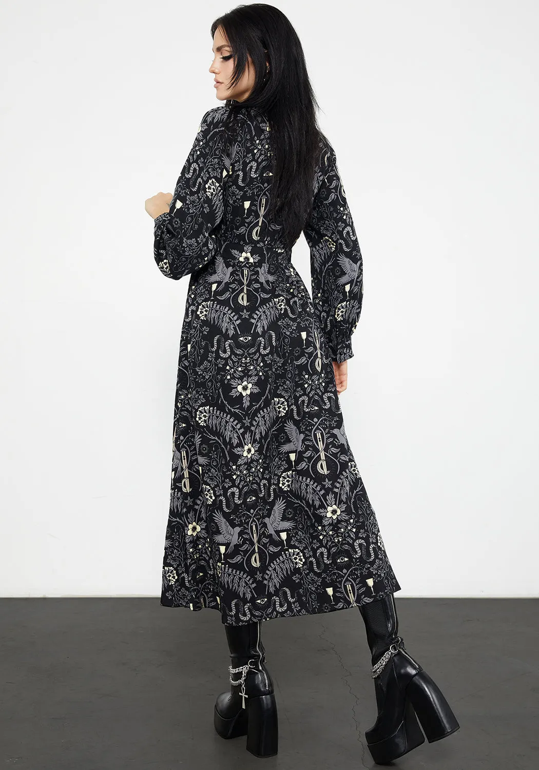 Inclusive Fit Luxe Look Hecate's Garden Long Sleeve Midaxi Dress