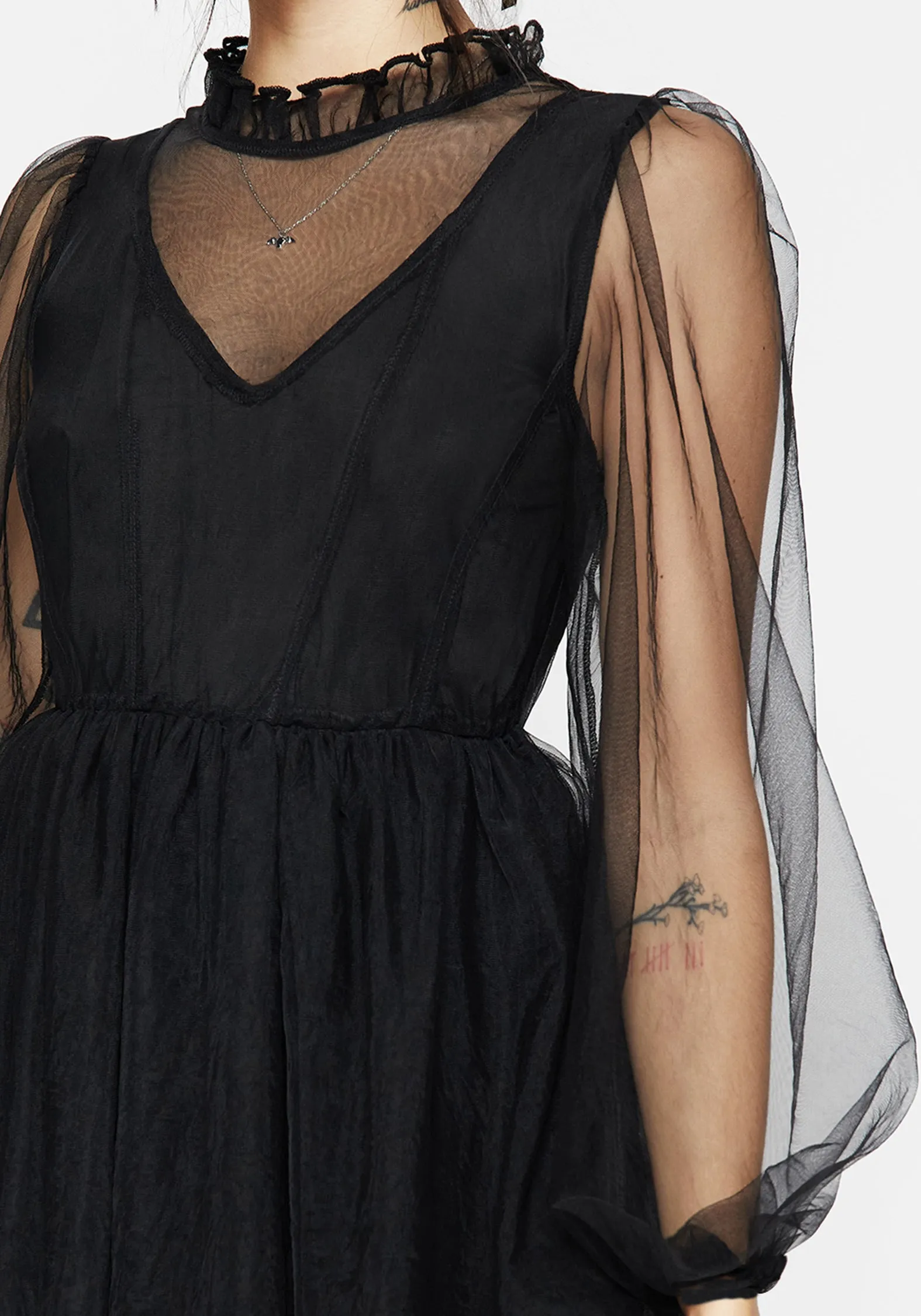 Breathable Comfort Headhunter Frill Neck Mini Dress