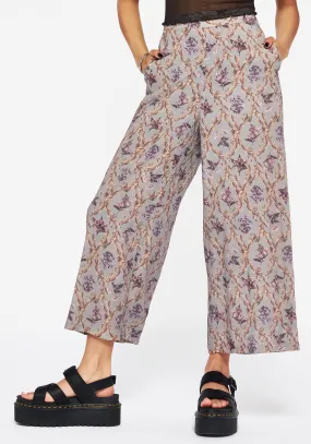 Relaxed Vibes Lined interior Blossom Floral Tile Printed Wide Leg Culotte Trousers