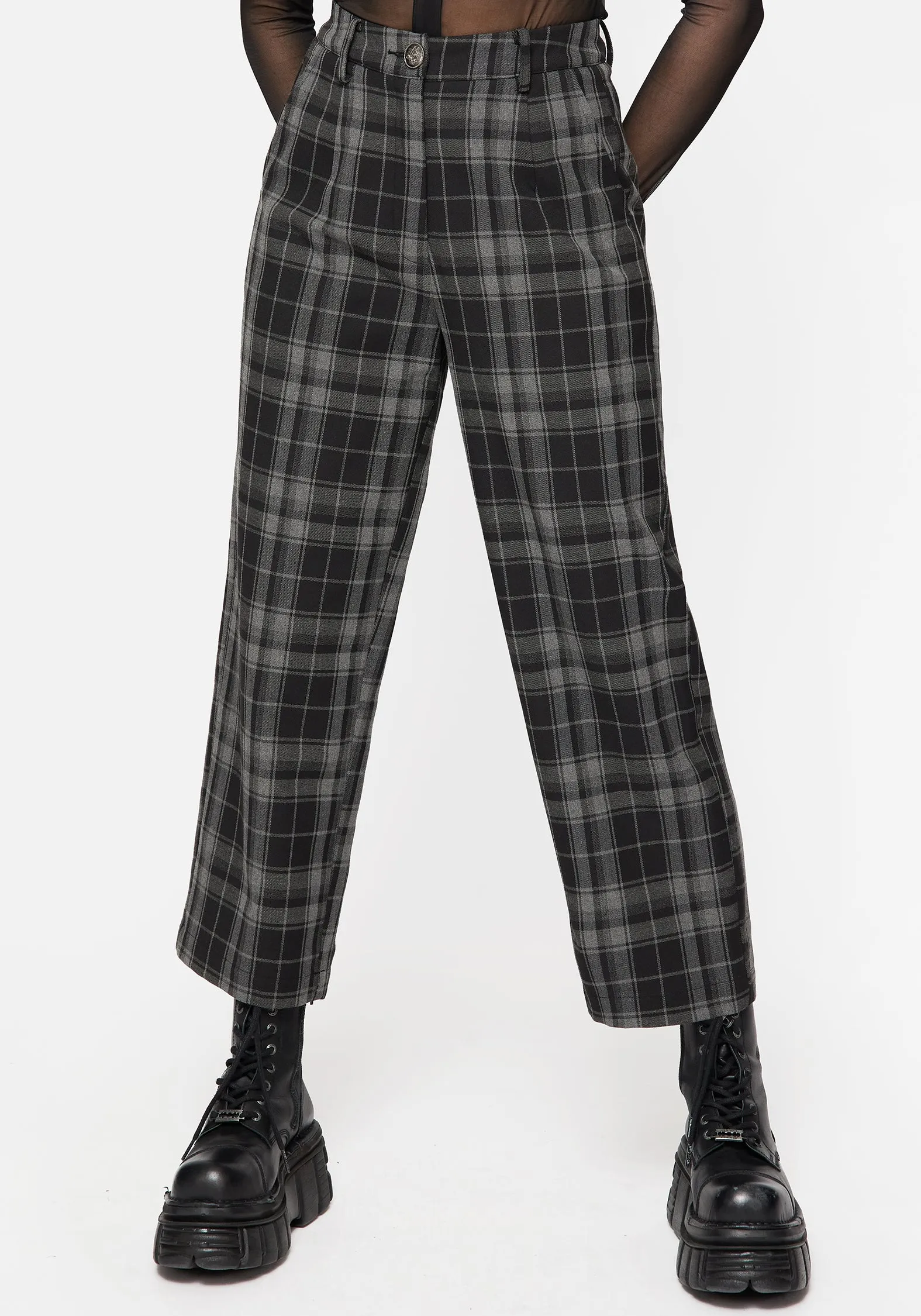 Checkmate Wide Leg Culotte Trousers - Black Everyday Favorite