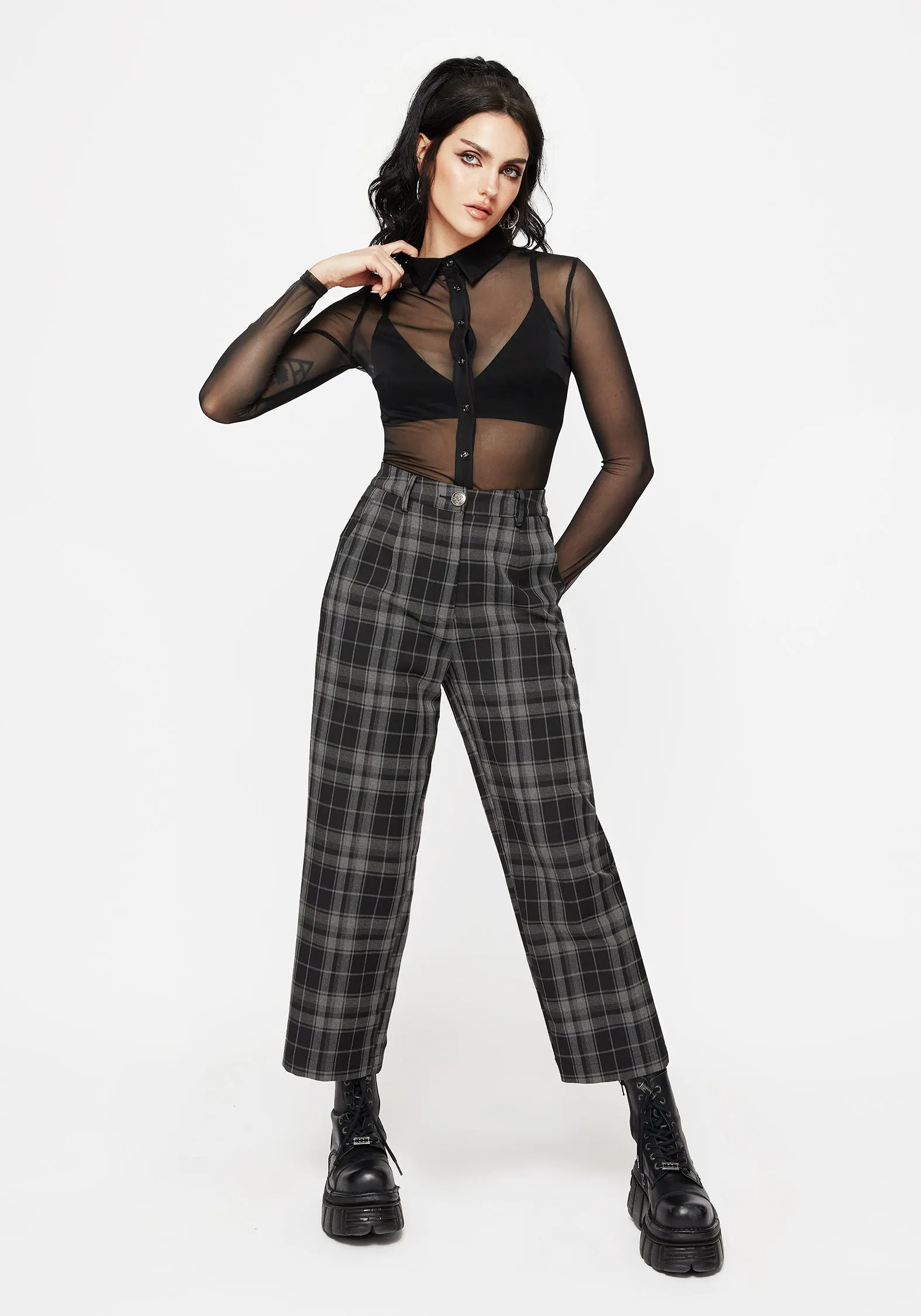 Stay Dry Checkmate Wide Leg Culotte Trousers - Black