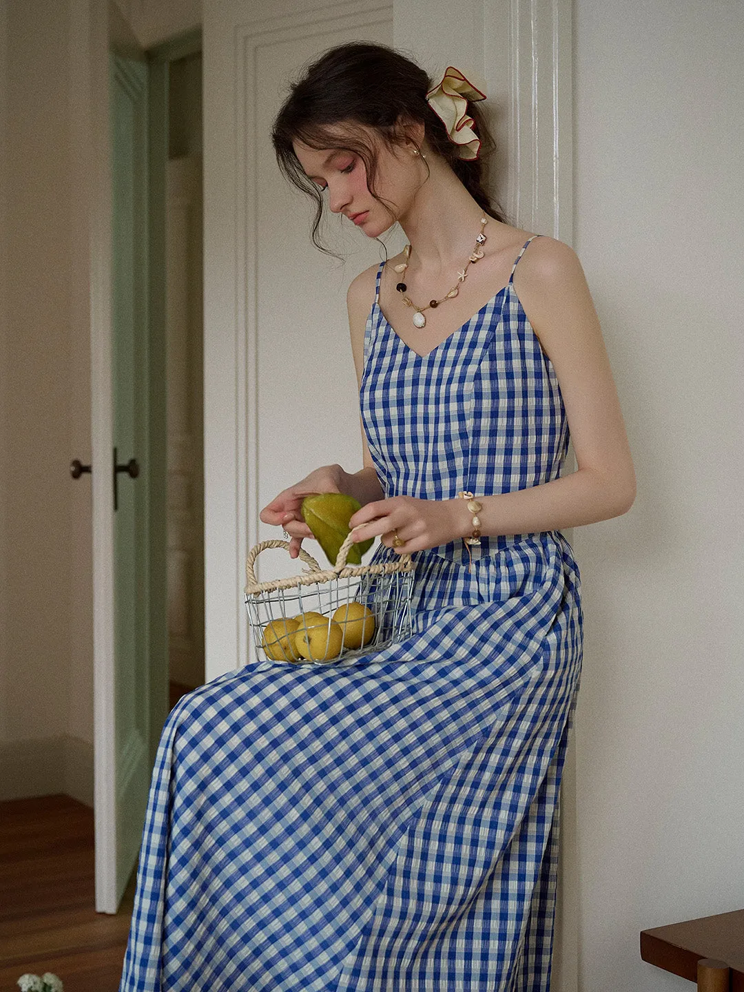 Tinsley Suspender Plaid Dress- Red Lower Hem Smart Silhouette