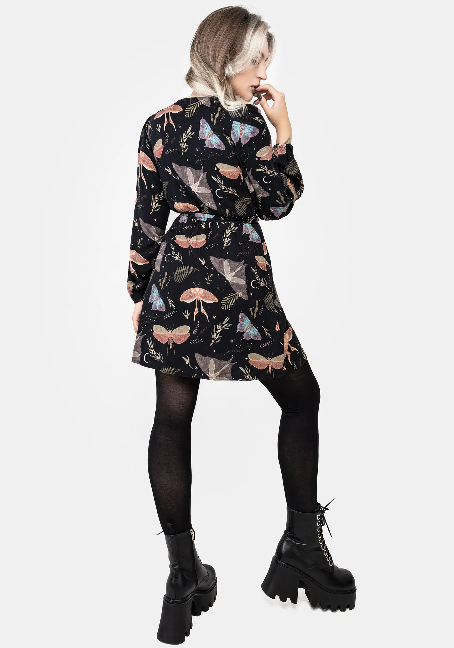Airy Vibe Nightmoth Mini Wrap Dress
