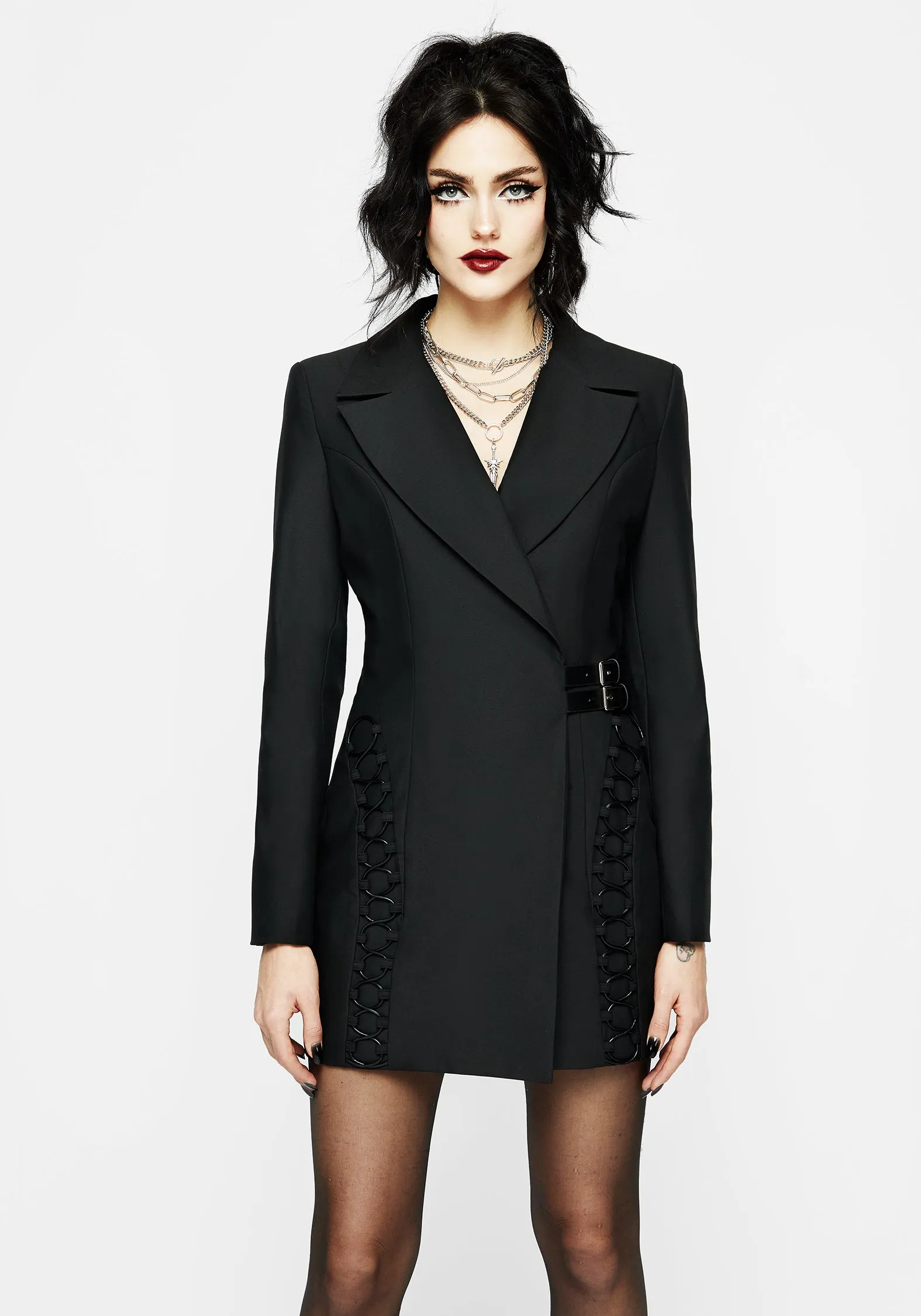 FlatlockSeam Care-Instructions-Included Torrid Lace up Panelled Blazer Dress