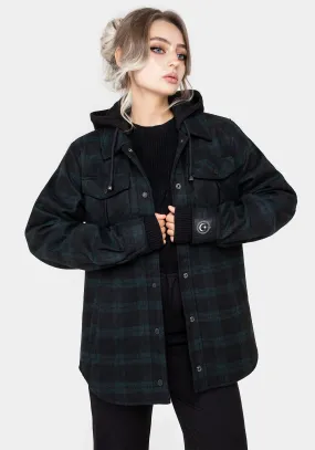 Trellis Hooded Pocket Wool Blend Check Shacket New Cut Fashion Event
