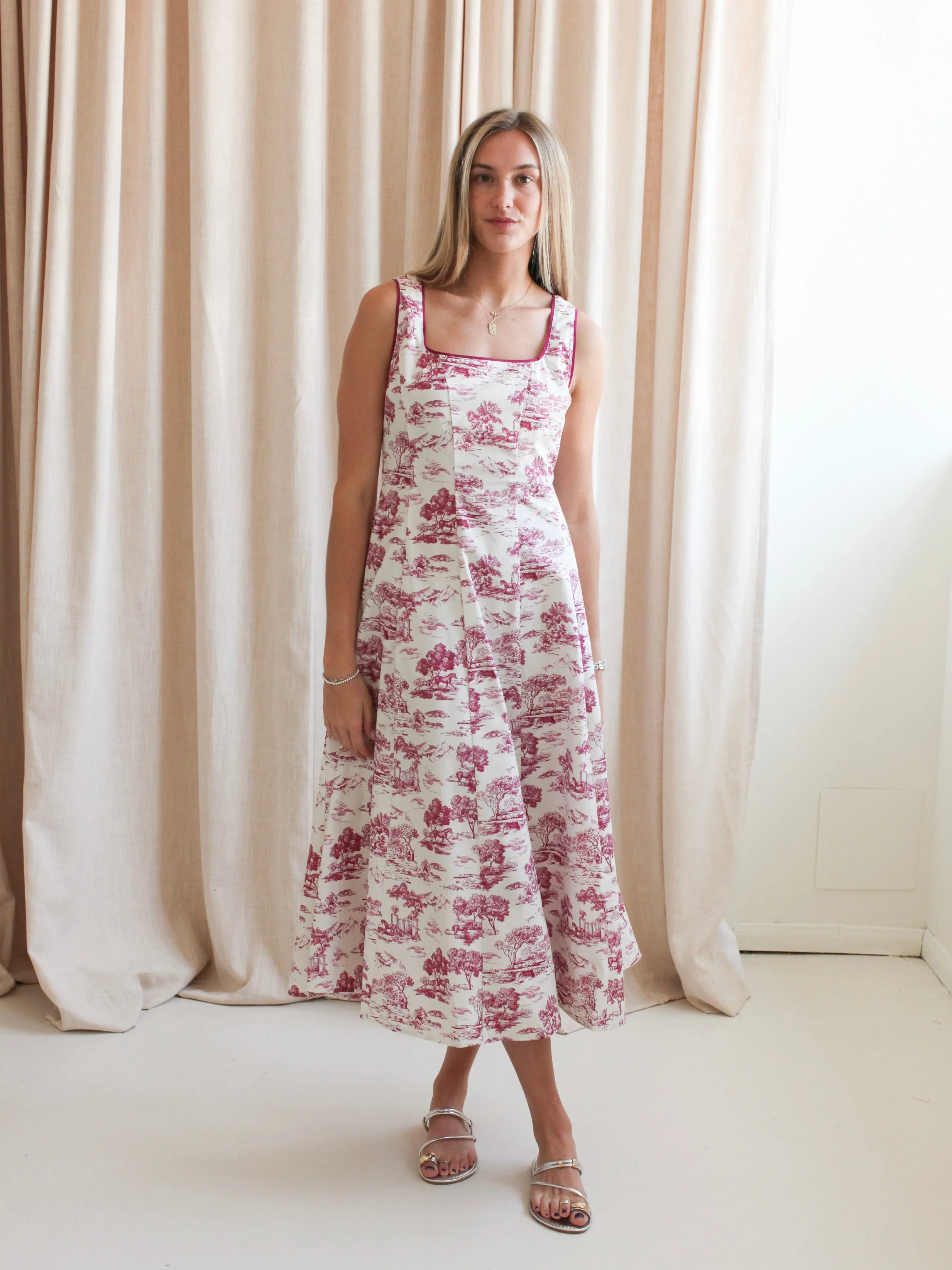 Vienna Toile Midi Dress TearResistantFabric Layered Fabric