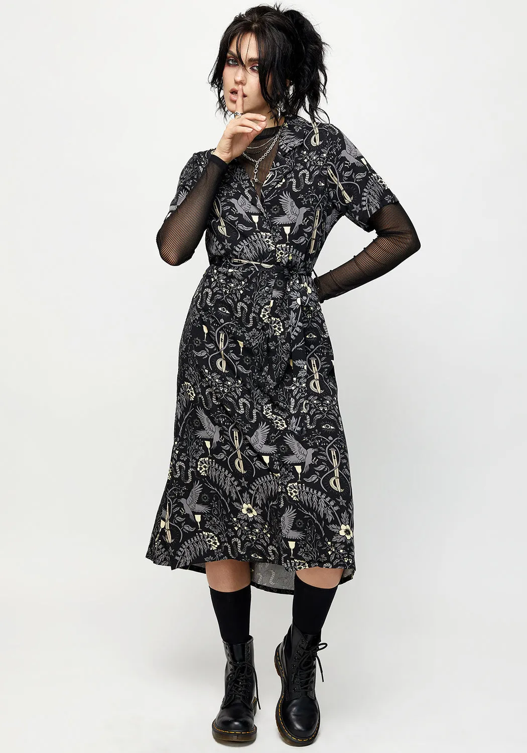 Hecate's Garden Midi Shirt Dress packable