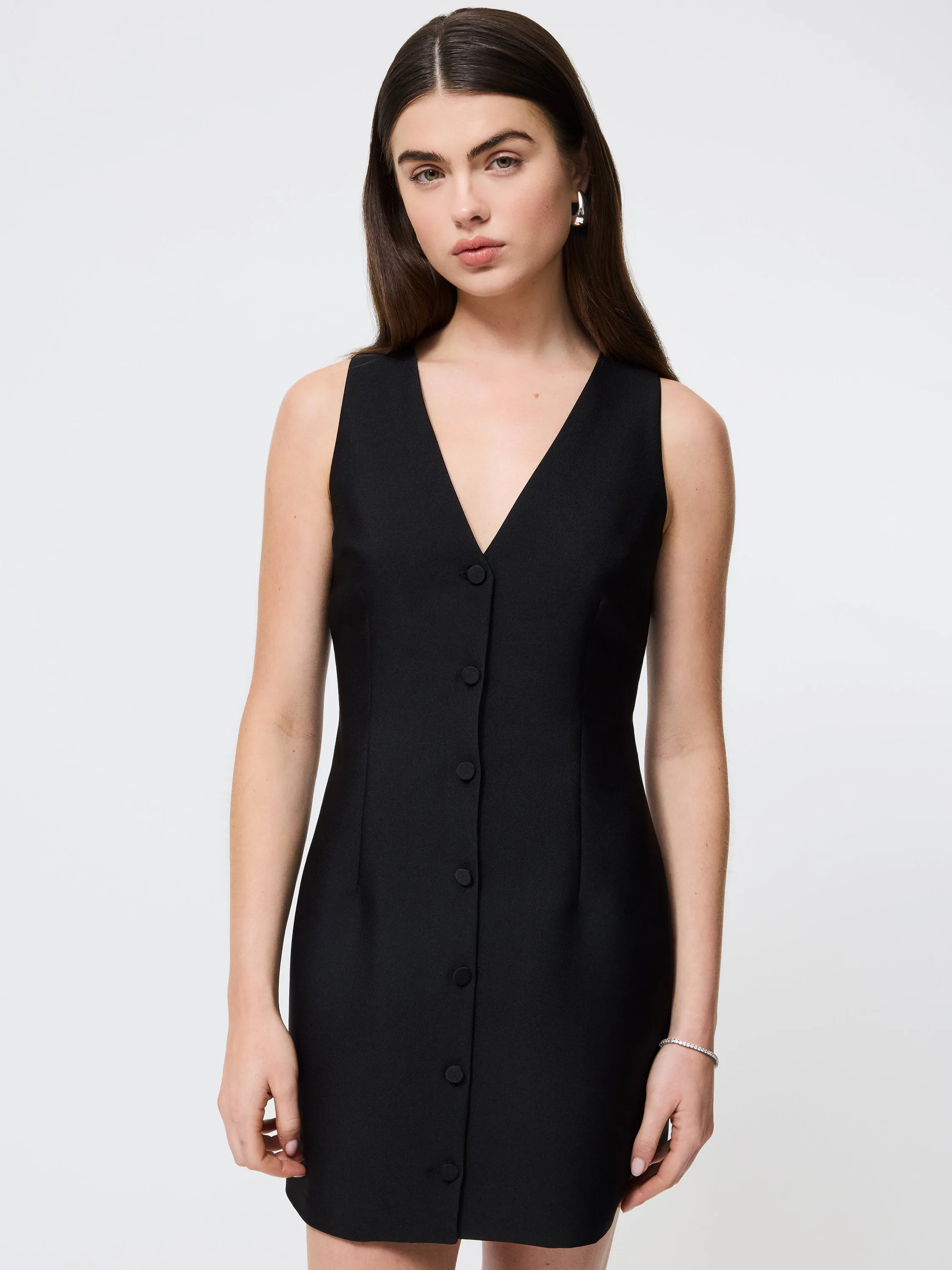 Taffeta V-Neck Mini Dress Sophisticated Design Peace View