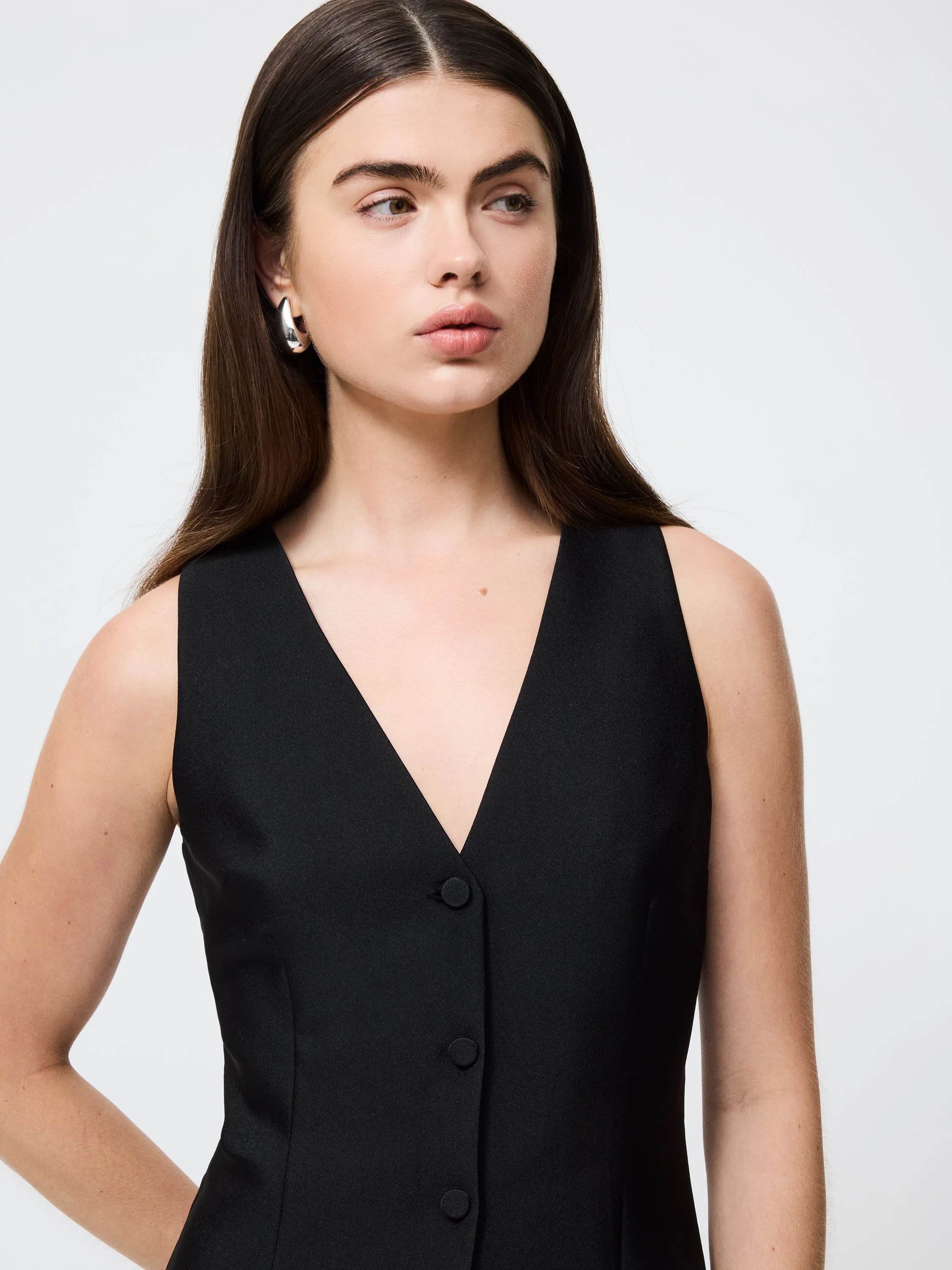 Taffeta V-Neck Mini Dress Shine Soft