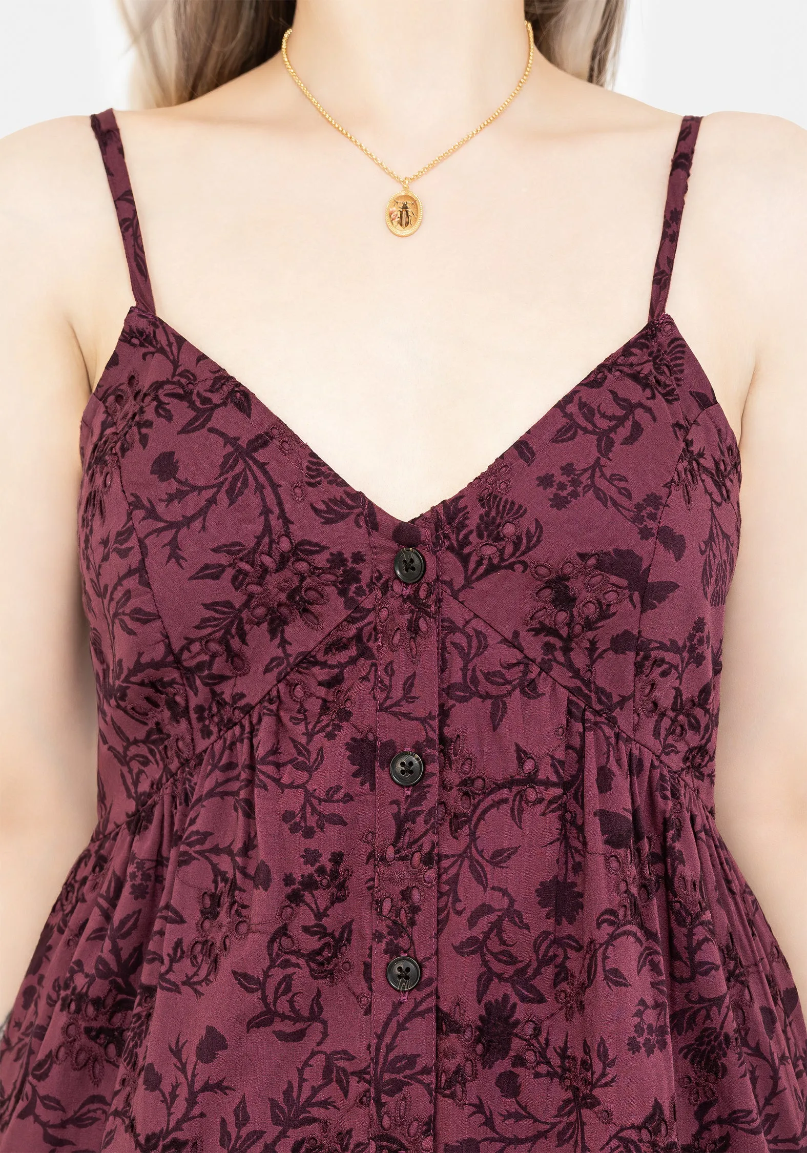 Morgana Cotton Broderie Cami Midaxi Dress High Cut