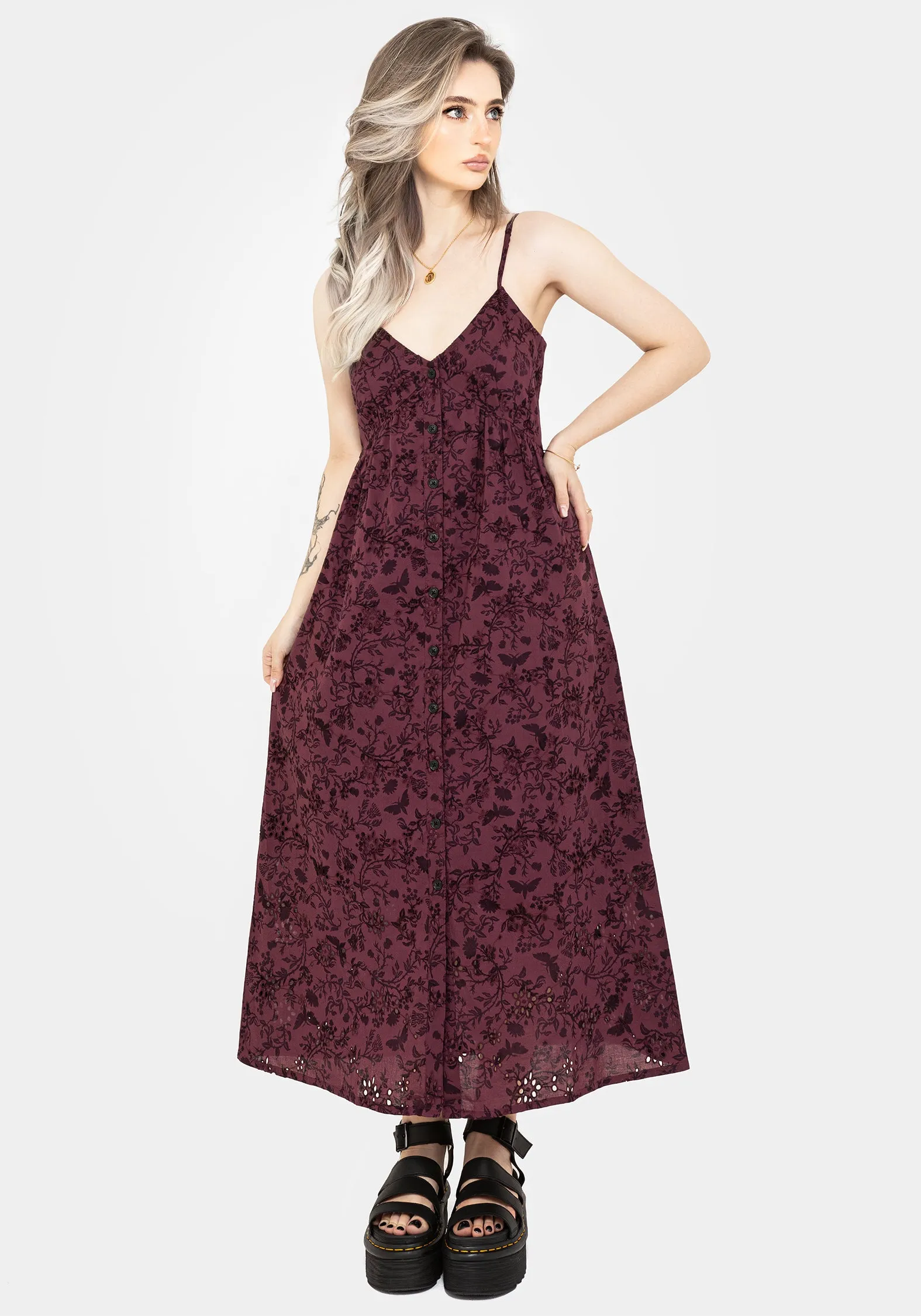 Easy Flow Morgana Cotton Broderie Cami Midaxi Dress