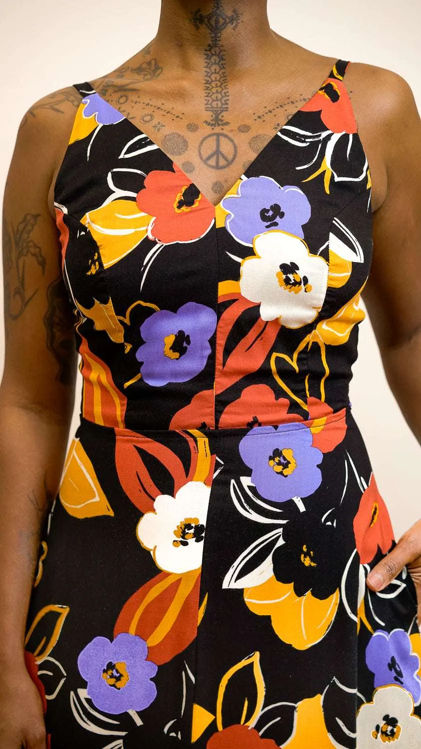 Sleek and Simple Meadow Dress in Abstract Floral
