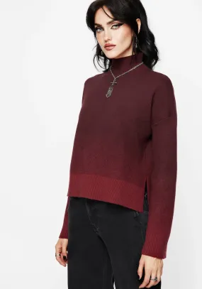 Nightjar Ombre Knit Jumper - Red Texture Detail Flexible Side Gusset