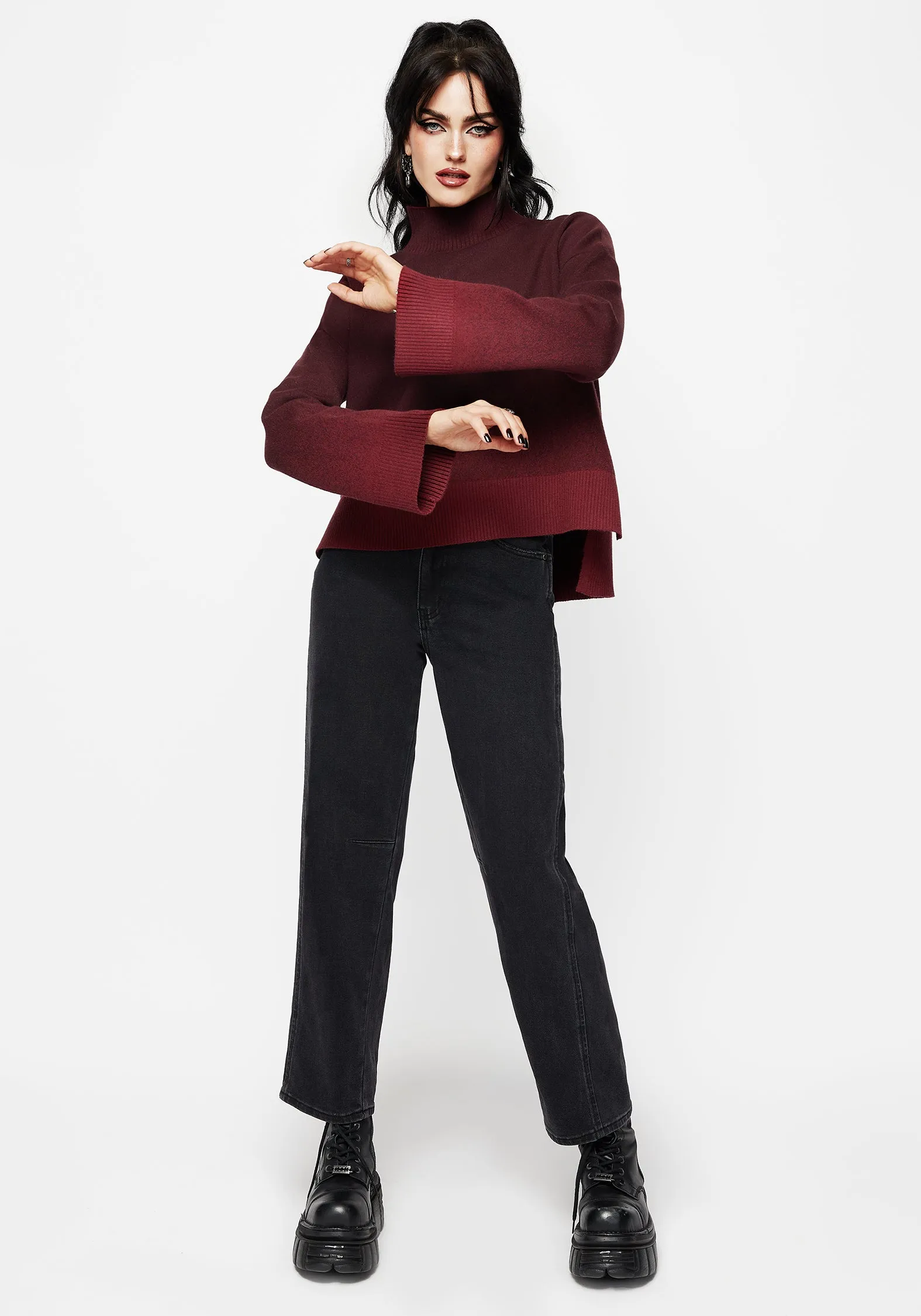 Compression Fit Touch Of Soft Nightjar Ombre Knit Jumper - Red