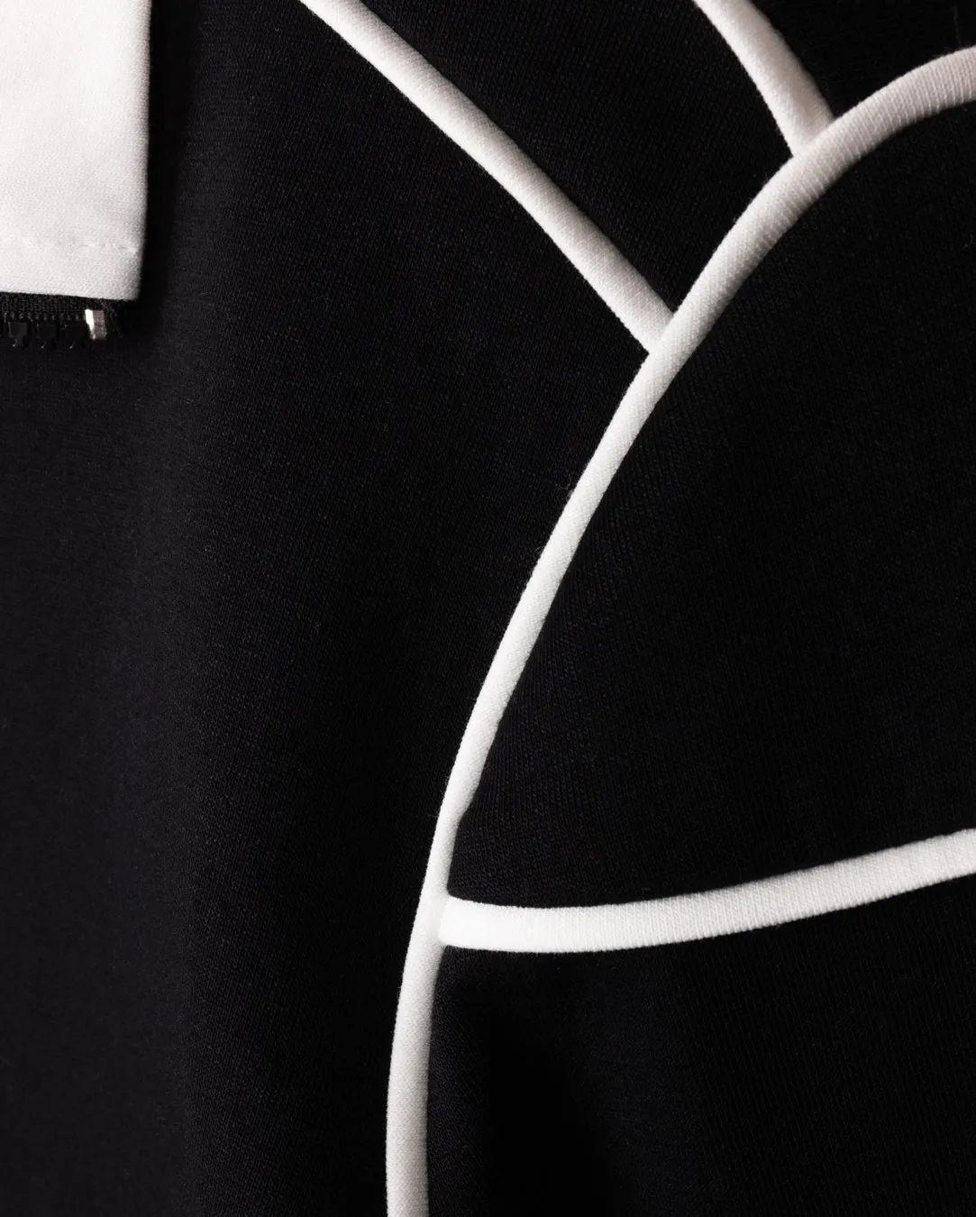 Trimmed Zip Up Sweatshirt Reinforced Shoulder Seams