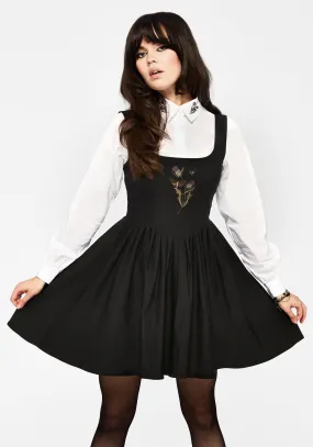 Despair Thistle Embroidered Corset Bodice Pleated Mini Dress Collar Accent