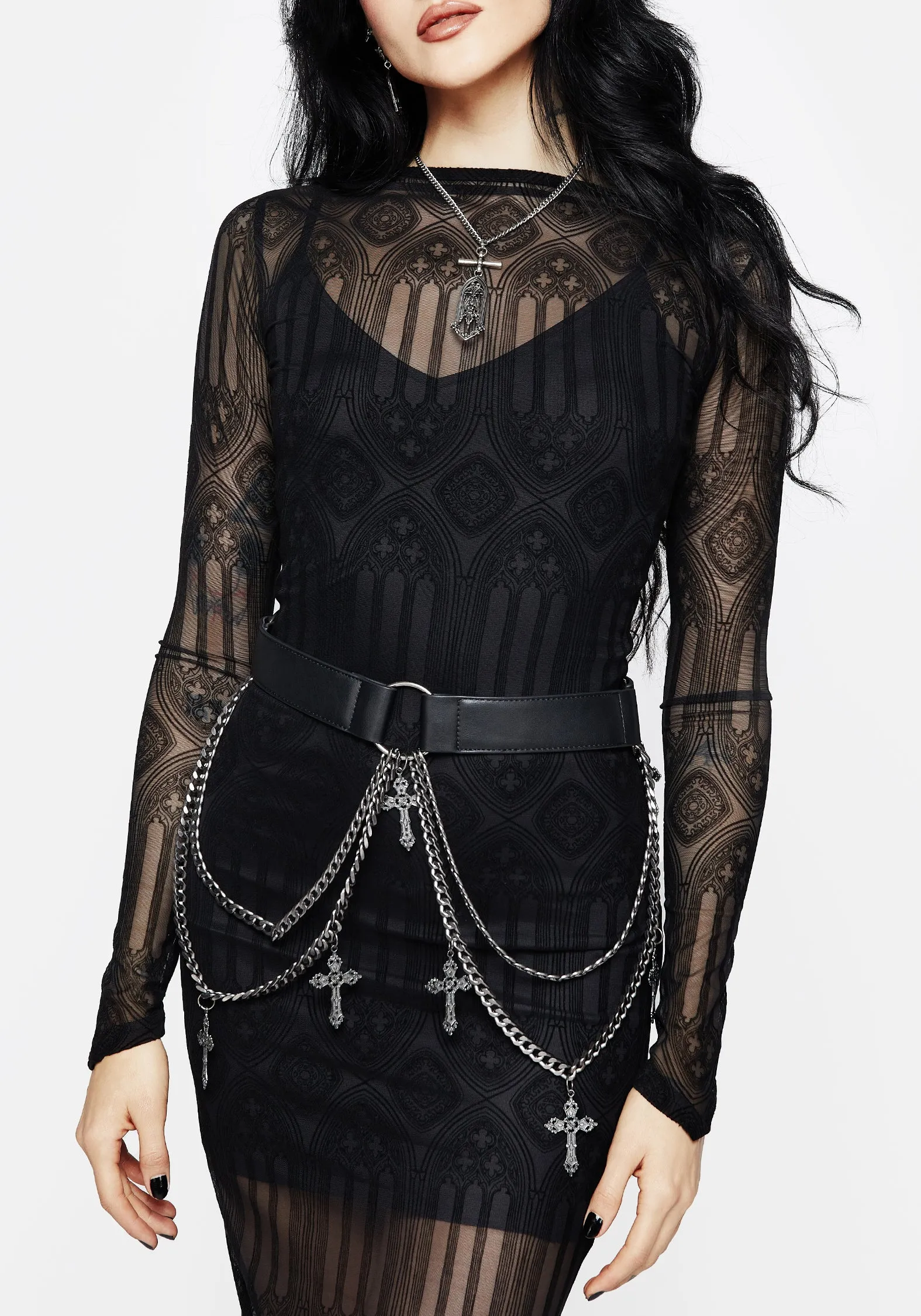 Trouble Chain Belt Non Clip Twill Weave Texture