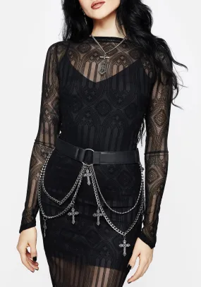 Trouble Chain Belt Non Clip Twill Weave Texture