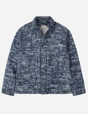 Allover Ishigaki Camouflage Jacquard Regular Fit Denim Jacket LayeredCuff