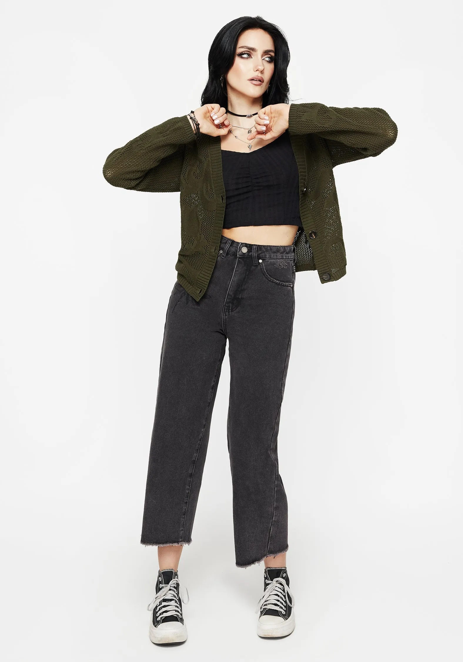 LowProfile Stitching Tulip Jacquard Knit Cardigan