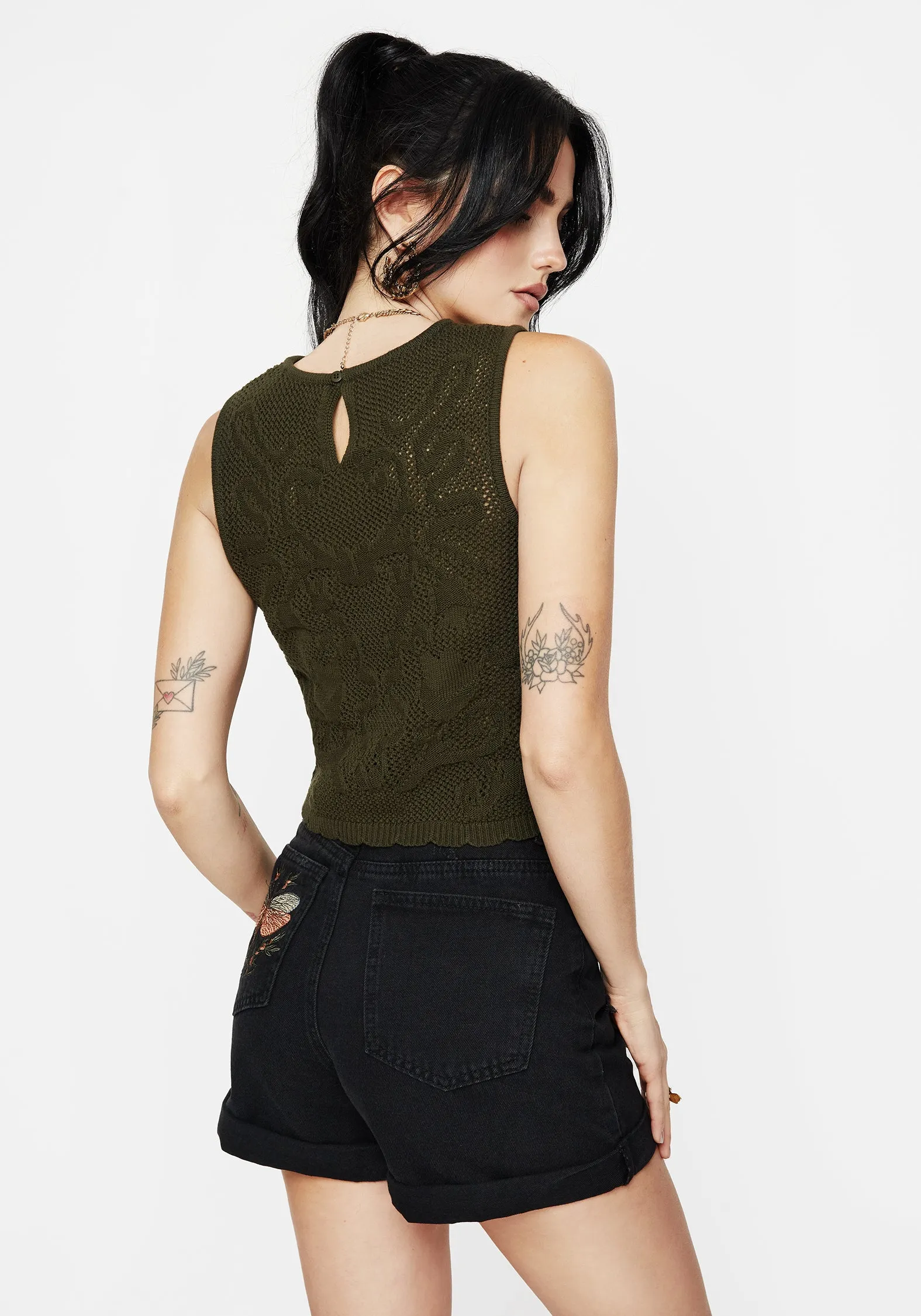 Tulip Jacquard Knit Crop Top On-The-Go Cozy Classic