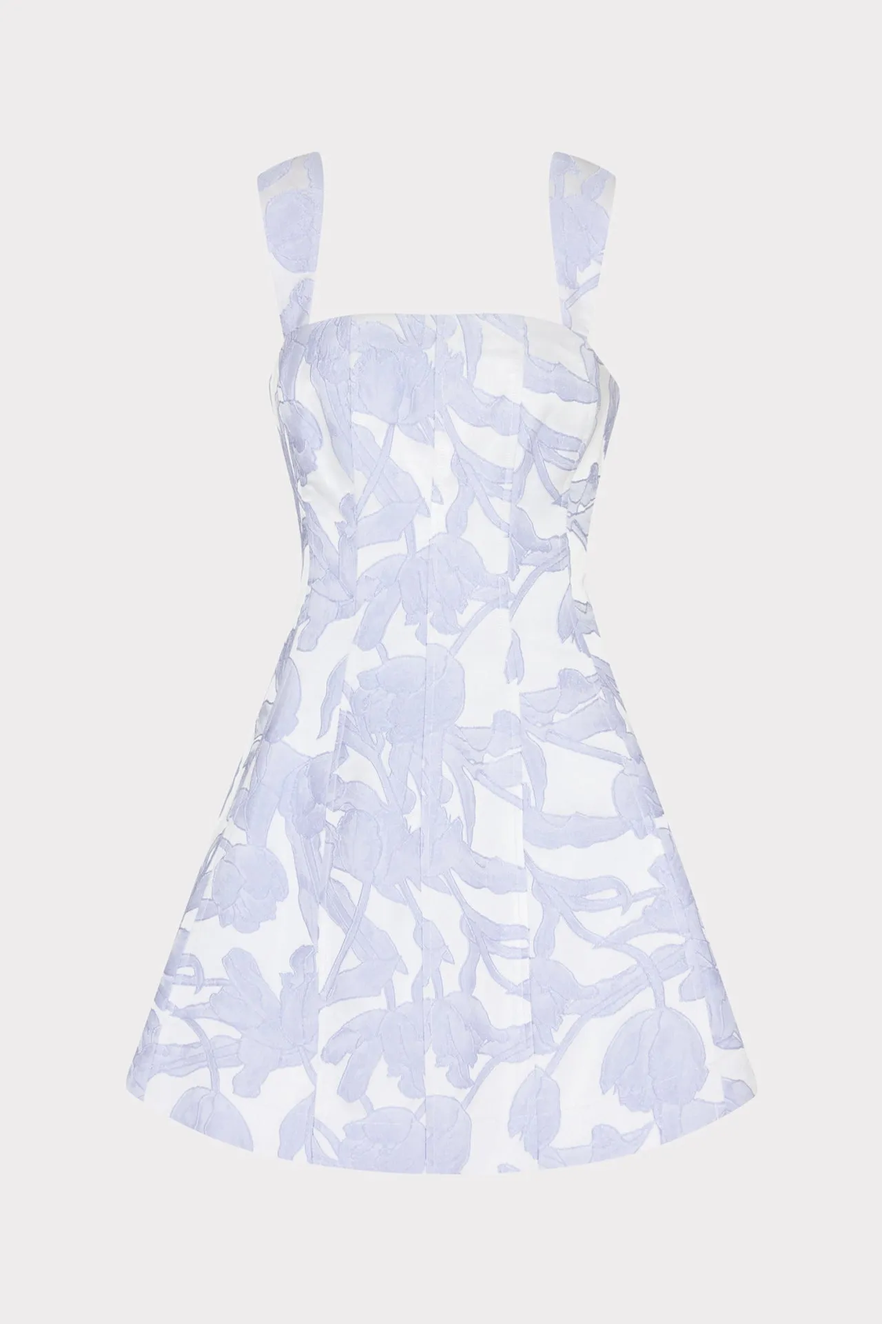 Tulip Jacquard Mini Dress Satin Layers Knot-Detail