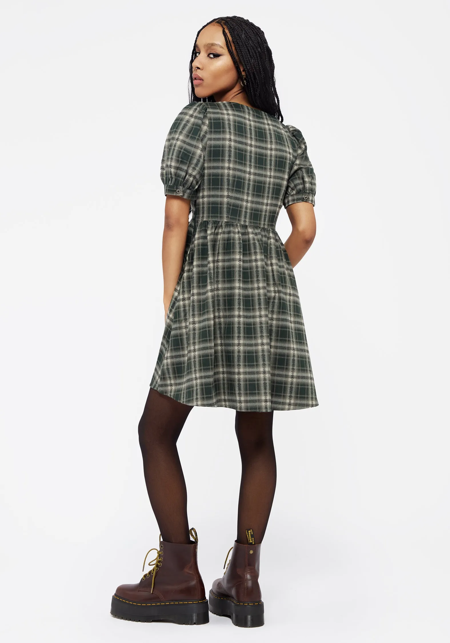 Calm Tone Tulisa Check Button Up Mini Dress