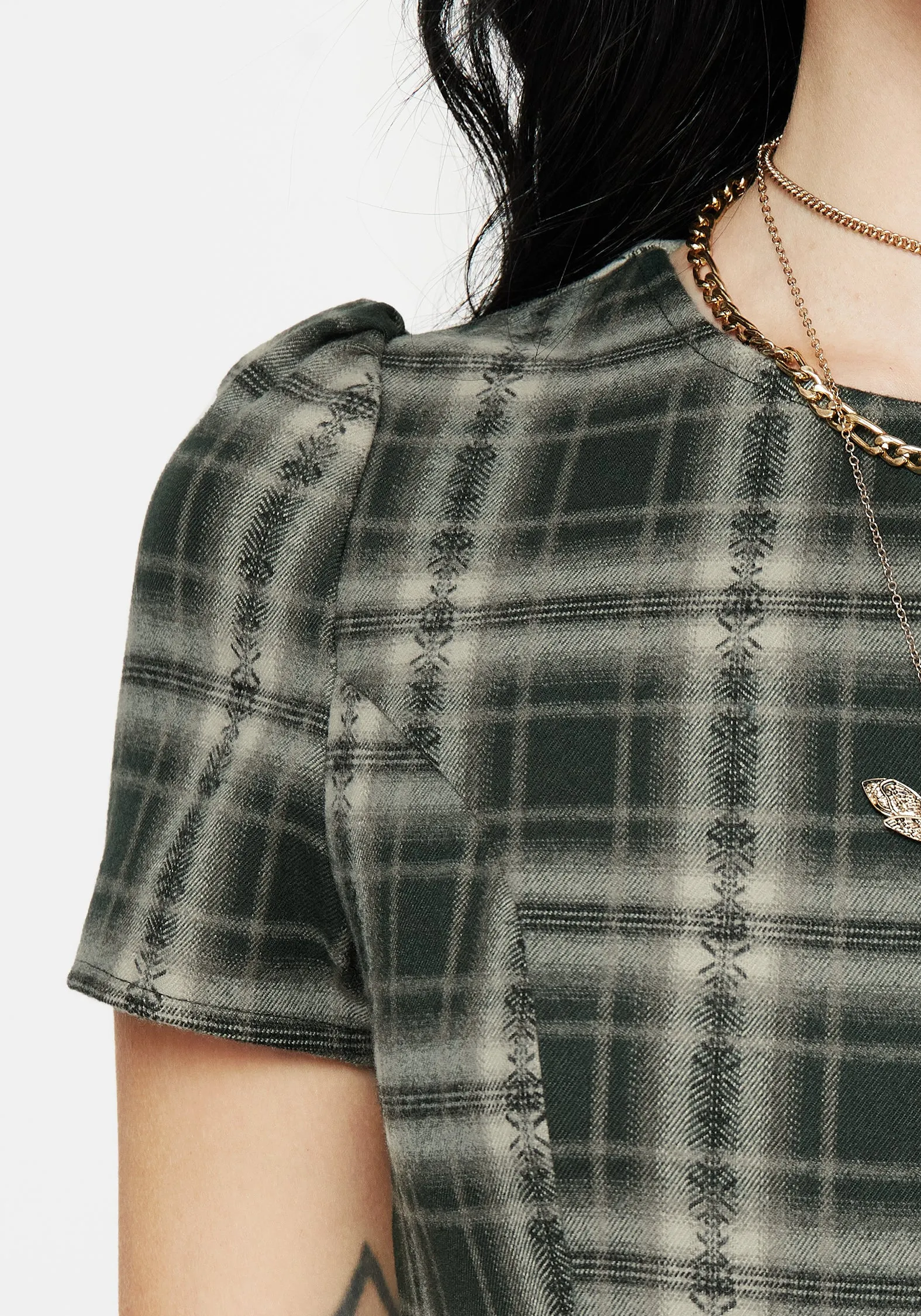 Tulisa Check Midi Dress Textured Flow