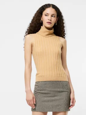 Knit Reinforced Edges Turtleneck Tank Sweater