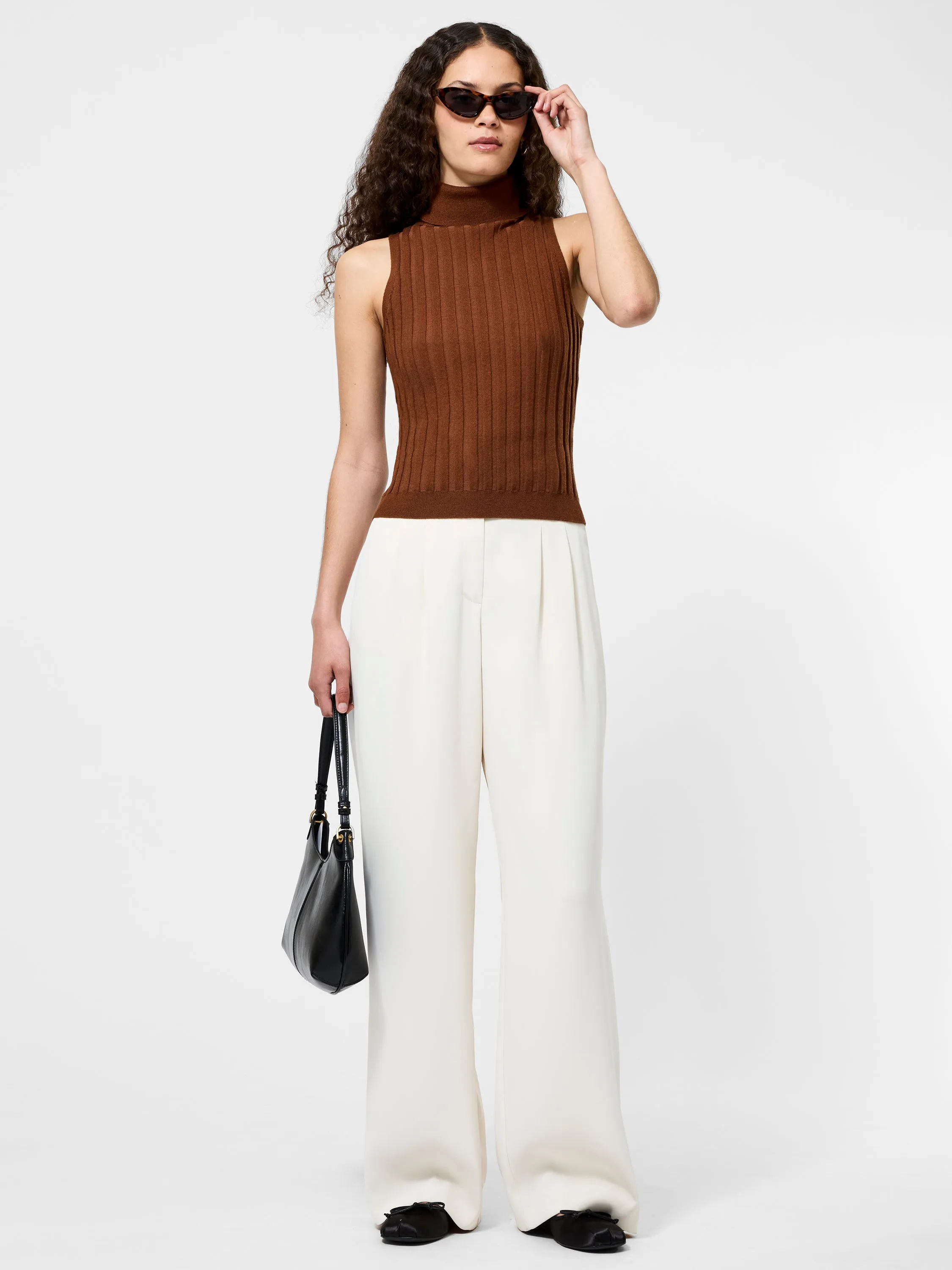 Casual Draping Turtleneck Tank Sweater