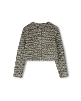 Hidden Zipper High Density Weave Tweed Crop Jacket