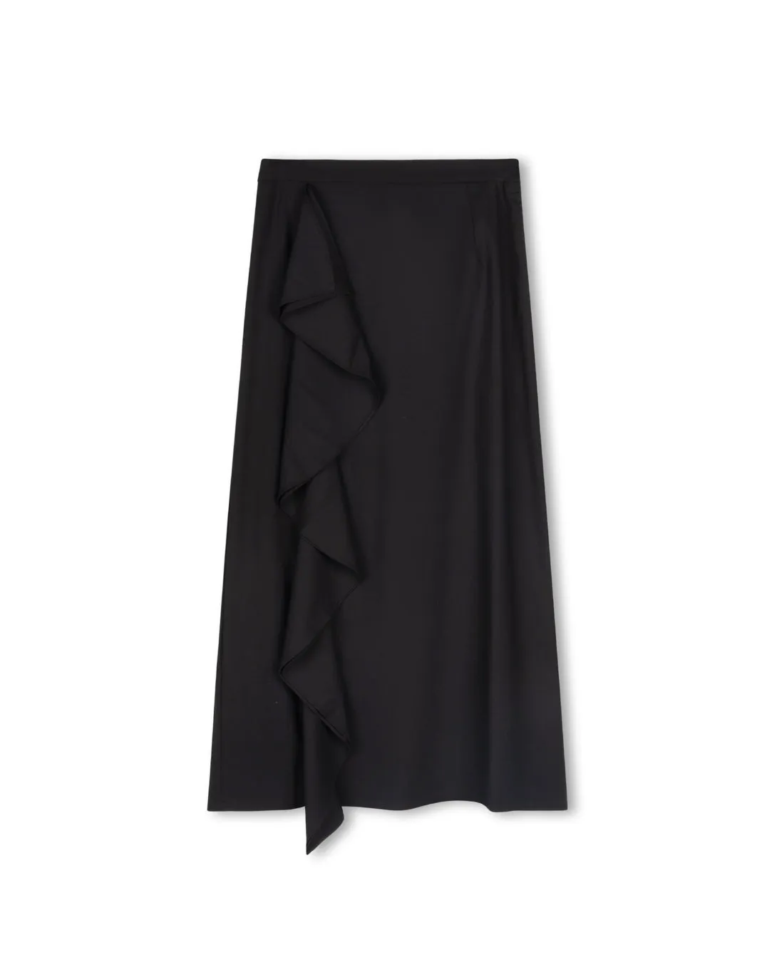 Leroi Wool Side Ruffle Skirt Fold Over Design Breezy Edge